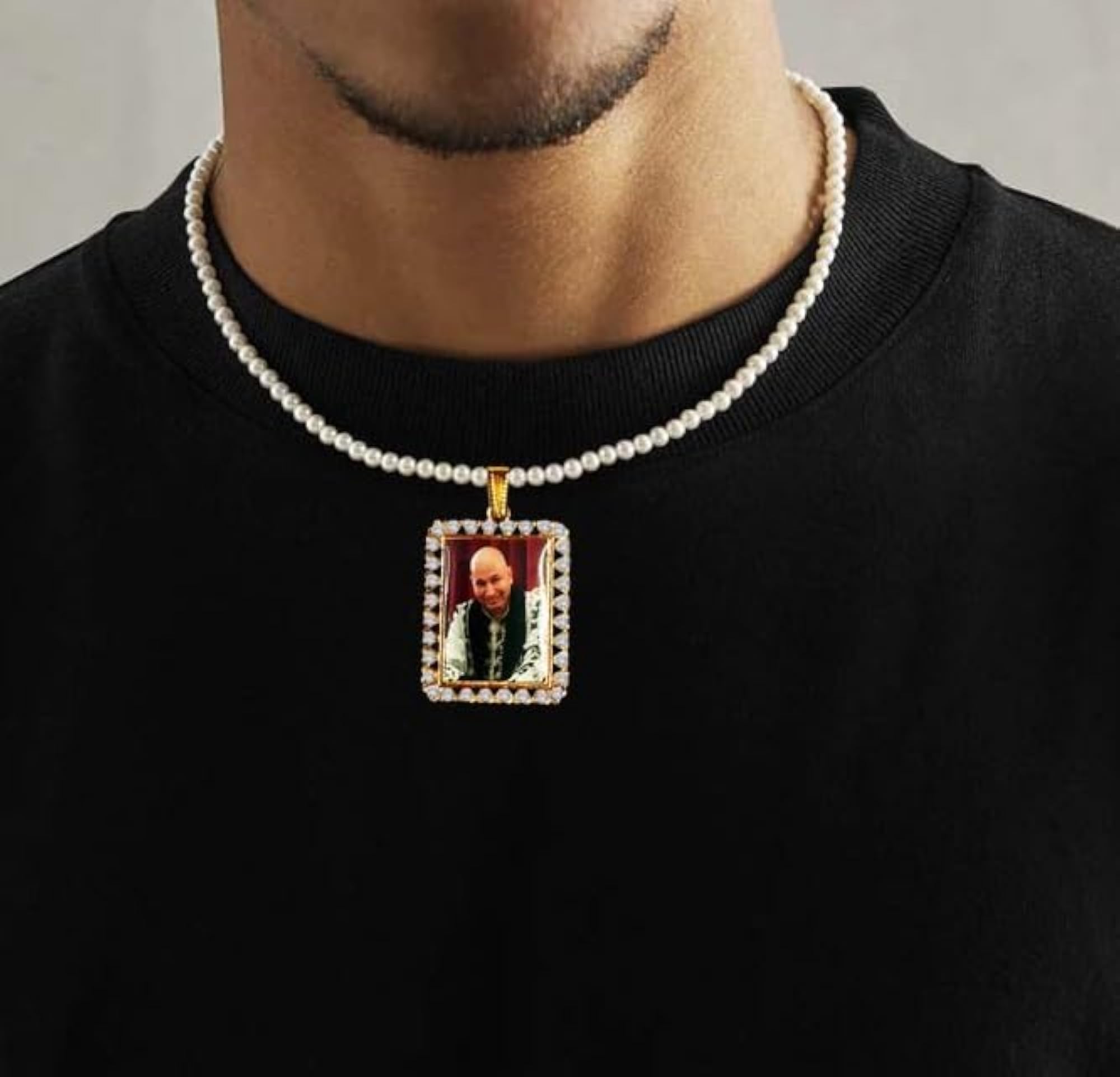 Unisex Rectangle Shape Diamond Nug Blessing Locket Pendant