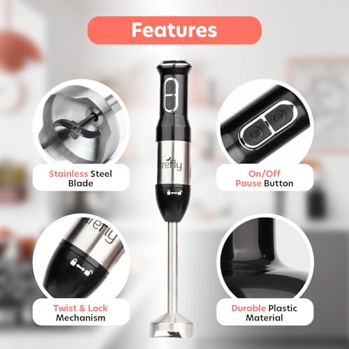 3-in-1 Firefly Hand Blender with Whisk Food Processor Black and Silver 400 Watt - Image 2