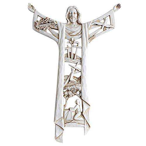 Fullnoon The Cross of the Christ, Easter Scene Jesus Resurrection Hanging Statue, Christian Home Décor Sculptures Ornament