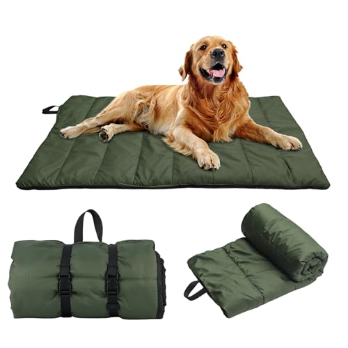 Feelhap Hundedecke 110x68cm Waschbares,Hundedecke für Unterwegs Wasserdicht,rutschfeste Hundematte Komfort und Weiches Wasserdichtes Hundebett,Outdoor,Reise,Auto-Kofferraum Hundekissen (Dunkelgrün)