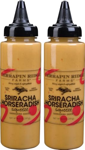 Terrapin Ridge Farms Sriracha Horseradish Garnishing Sauce – Two 8.5 Ounce Squeeze Bottles