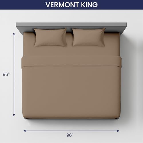 Image of SGI bedding 96 inchx96 inch 4 Pc Vermont King Sheet Set 600 TC 18 inch Deep, Taupe