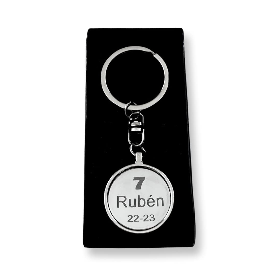 regalo grabado - Llavero Personalizado Pelota de Futbol, Baloncesto, Golf, Tenis | Grabado Permanente | Presentado en Caja Negra Forcada | Metal |