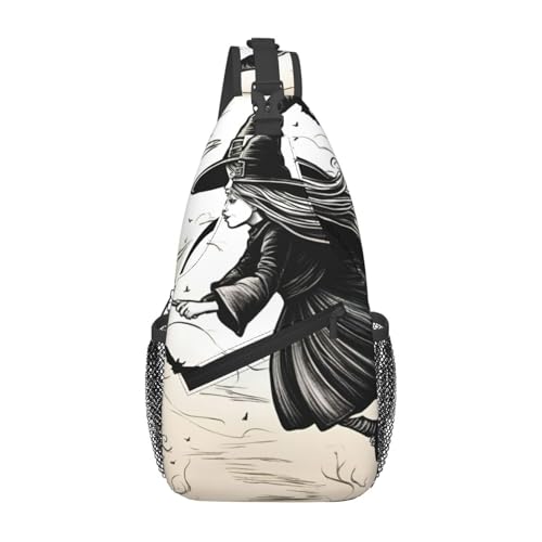 Sac à bandoulière sorcière volante Halloween pour voyage et sport