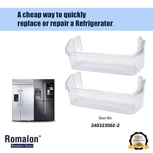 240323002 Door Shelf Bin for Frigidaire, White Westinghouse, Kenmore by Romalon Part#240323005 240323006 240323009 240323010 890955 AP2115742 PS429725 EAP429725 Clear Plastic (Pack of 2)