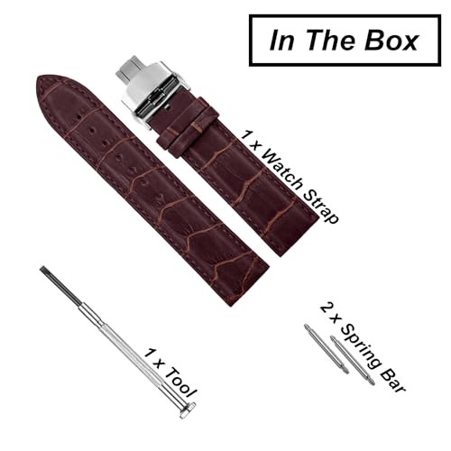 Image of DBLACK ''HOOK'' Leather Watch Strap with Butterfly Lock, Bamboo Design Pattern Full Padded Watch Belt / / For 18mm, 20mm, 22mm, or 24mm Watch Band (Choose Your Size & Color)
