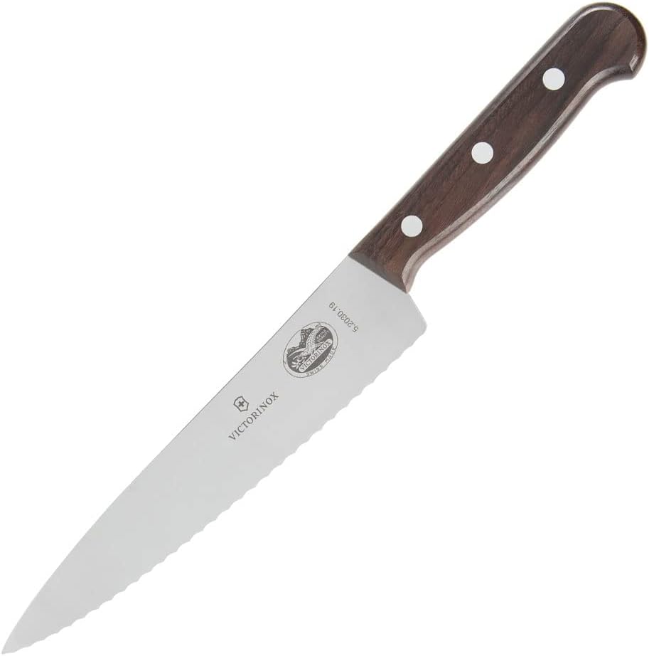 Victorinox 7-1/2-Inch Wavy Edge Chef's Knife/Carver, Rosewood Handle