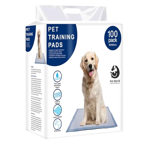 Image of Pet World Training Pads, with Odor Lock Technology & Super Absorbent Pee Pads, Leak-Proof Dog Potty Training Pads for Puppies, Dogs,Cats & Rabbits (60 X 60 cm)(100 Pcs)