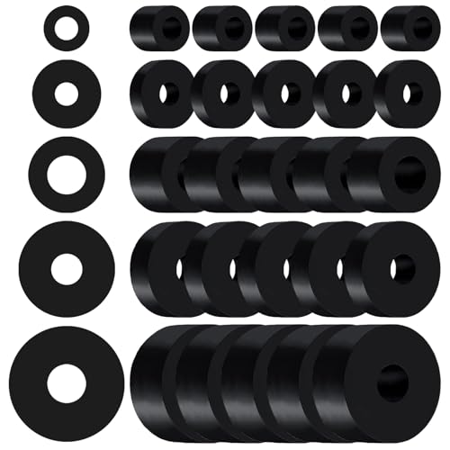 30 PCS Rubber Spacer 5 Sizes Black Non-Slip Thick Grommets Vibrat...