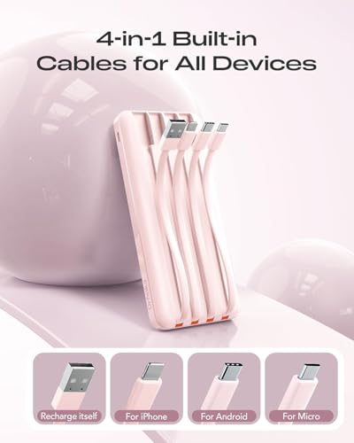 Image of Orfeika 20000mAh Power Bank Fast Charging, Portable Charger with 4 Built-in Cables & 6 Outputs, 20W PD USB C Battery Pack Compatible with iPhone 16 /15, Galaxy, Android, iPad & More (Travel Essential)