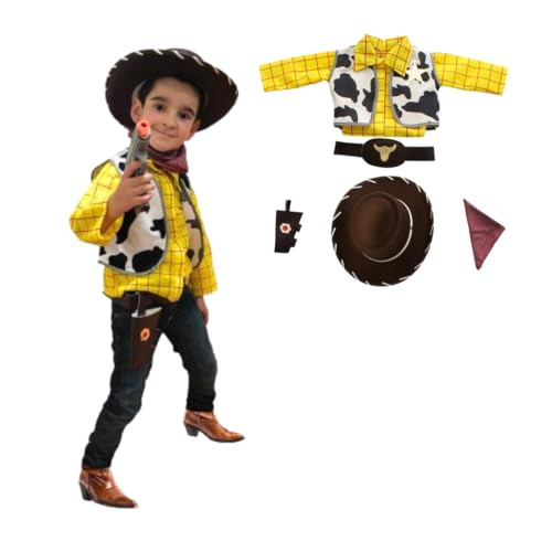 Recopilación de Vaqueros para Niño Top 5. 44 Disfraz De Vaquerito Niño - Disfraces De Vaquero - Traje Completo Vaquerito Sombrero Y Accesorios - Vestuario Para Bebé Y Niños - Cosplay (4 Años)