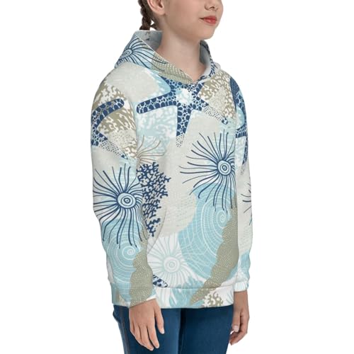 Algae Corals and Seashells Kid Hoodies Boys Sweatshirts Girls Pullover with Pocket 7