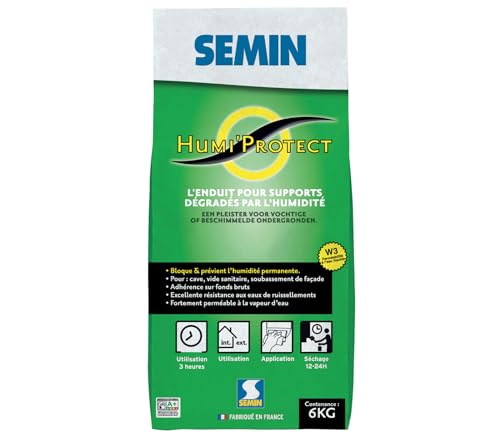 Semin Enduit Spécial Maçonnerie Humides Humi'Protect - Intérieur/Extérieur - Poudre - Sac de 6 kg