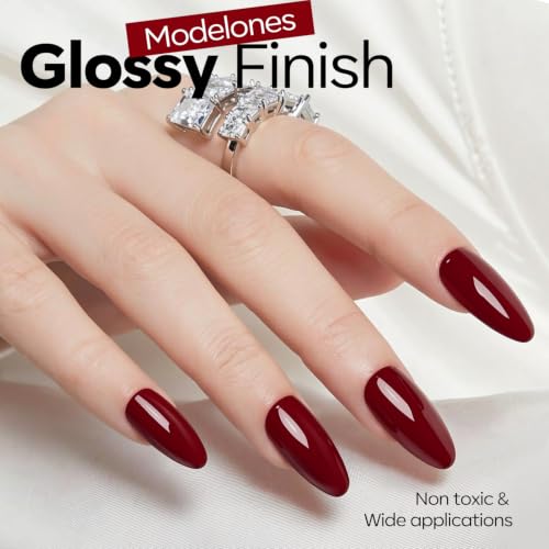 Image of modelones Dark Red Gel Nail Polish 15ML, Hema Free Burgundy Pastel Soak-Off UV Gel Polish - 28+Days Long-Lasting Nail Art DIY Manicure Kit Home Salon Women Gifts