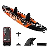 SKINHAWK Exclusiv Orange Kajak Set 380 – Schlauchboot – Kanu - 380 x 96 cm - 2 Personen Kajak