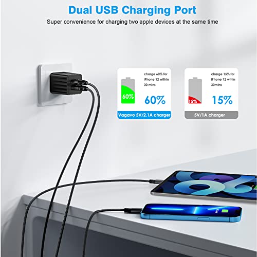 Iphone Fast Charger, 2Pack Dual Port Wall Charger With Fast Charging 6.6Ft Long Nylon Braided Usb To Lightning Cable Cord Double Wall Charger Adapter Block Plug For Iphone 14 13 12 Pro Max 11 Se Ipad #TOP5
