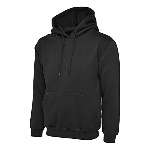 Mens Classic Plain Pullover Hooded Sweatshirt Hoodie Sweater (22 Colours) (3XL, Black) Cover