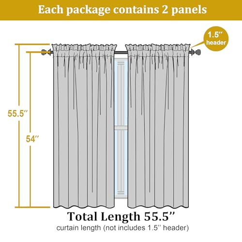 Image of OWENIE Hot Pink Sheer Curtains for Bedroom Living Room 54 Inch Length 2 Panels Set, Soft Solid Light Filtering Sheer Short Curtains for Small Window, 2 Pcs Total 84 Width 54 Long, Hot Pink