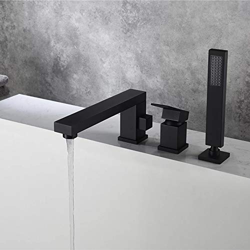 Robinet de baignoire avec douche à main chromé et mitigeur pont - 5