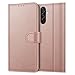 iCatchy for Samsung A26 Case with 4 Card Slots Leather Wallet Flip Book Magnetic Closure Kickstand Shockproof Protective Phone Cover compatible with Galaxy A26 5G (Rose Gold)