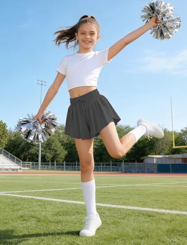 Image of EXARUS Girls Butterfly Shorts Athletic Flowy Cheer Dance Skorts Teen | Gymnastics Tennis Skirts Running Tween Flutter Sports Workout Youth 2 in 1 Gym Preppy Clothes Tumbling Outfis Kids 6-14Y