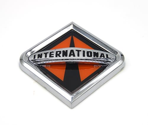 Image of Generic Compatible with International Truck Front Hood Grille Emblem - Chrome /Orange 3550901C2 5 inch inch W X 5.5 inch inch H Adhesive Resin, DLF5852FGHT