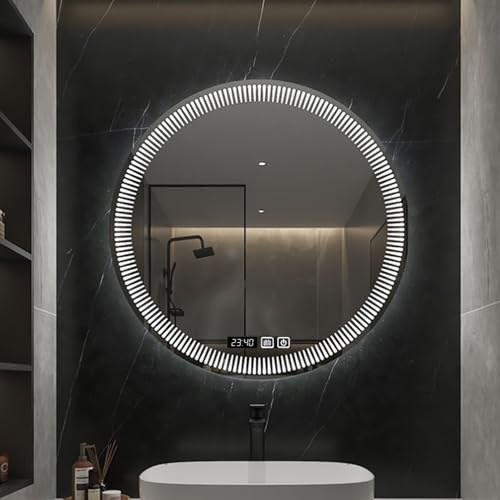 Miroir de salle de bain LED rond tactile et incassable à intensité variable - 2