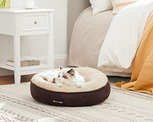 FEANDREA Dog Bed, Donut Cat Bed, Washable Pet Sofa, Anti-Slip, Round, 19.7 Inches Dia, Brown UPGW050K01 - Image 3