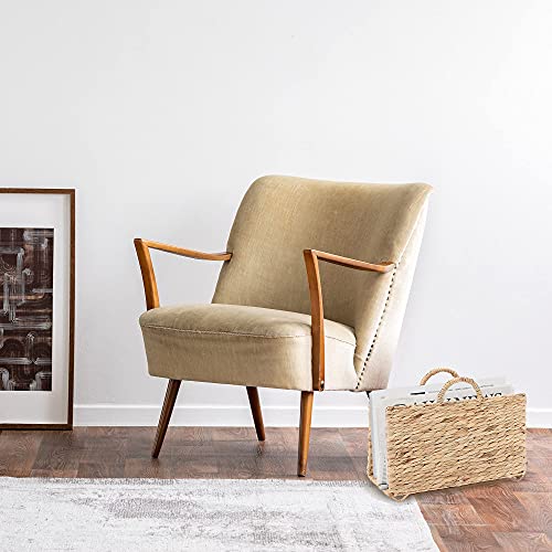 Americanflat Seagrass Magazine & Newspaper Storage Basket - Decorative Handwoven Wicker For Organizing At Home - 1 Open Rectangular Compartment (Natural Color) #TOP4
