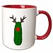 3dRose 220478_5 Funny Pickle with Red Nose and Antlers Like Rudolph Reindeer Mug, 11 oz