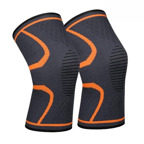 711TEK Compression Knee Sleeves - Best Knee Brace for Men & Women – Knee Support for Running and All Sports,Faster Injury Recovery (Orange, Large-2P)