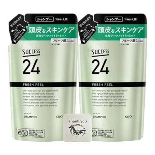 サクセス24 フレッシュフィール グリーンシトラスの香り シャンプー 詰め替え 320ml 2個セット + Kunutonnオリジナルロゴ入りおまけ付き