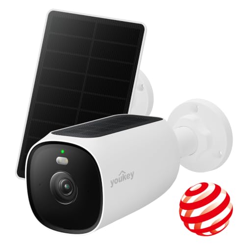 youkey Solar Security Camera Wireless Outdoor, 24/7 AOV Recording, 2.5K No Subscription Secuirty Camera for Home with Dual Solar Panel, 82ft AI Detection, 2.4Ghz Wi-Fi 6, Easy Setup, IP67(S420)