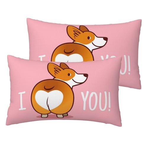 Housse de coussin en lin motif corgi lavable pour protéger vos canapés - 2