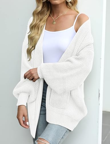 Image of MEROKEETY Long Sleeve Oversized Cardigan Sweaters for Women | Fall Winter Sweaters, Open Front, Chunky Knit, 2026 Casual Work Outerwear with Pockets