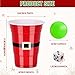 HLHLLSW 60 PCS Christmas Cup Pong Game Set - 16 Oz Red & Green Plastic Party Cups with 10 Red&Green Balls for Holiday Party Games, Family Gatherings, Christmas Party Supplies