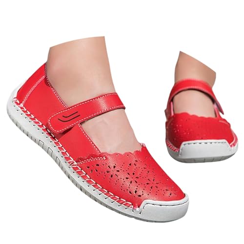 Zapatos Mary Jane rojos para mujer planos y vintage con correa ajustable talla 39.5