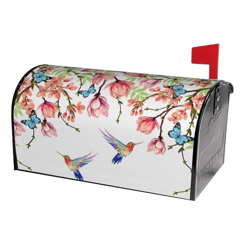 Image of Wisteria Magnolia Hummingbird Butterfly Mailbox Covers Magnetic Standard Size,Spring Summer Floral Magnetic Mailbox Covers 18 inch x21 for Holiday Outside Yard Decor