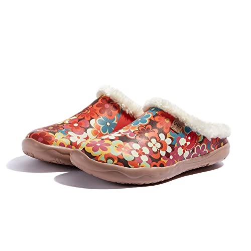 Uin Women's Slipper Fashion Comfort Travel Shoes Wide Toe Casual Household Art Painted Fuzzy Clogs Mules Slip On Malaga Starry Garden (7) #TOP19