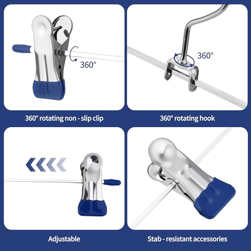 20 Stück Hosenbügel Klemmbügel, Ungefähr 30cm Kleiderbügel Hosen Metall, Kleiderbügel Hose,Hosenkleiderbuegel Haken,mit 360° Drehbar Haken,Lagerung für den Hausgebrauch Hosenhalter Rockhalter,Blau