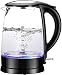 Habor Electric kettle, Water Boiler 1500W Fast Heating Tea Pot, 1.8 Quart (1.7 L) Blue LED Lights Bright Glass Body, Auto Shut-Off Boil-Dry Protection Stainless Steel Inner Lip