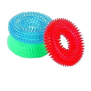 Durable Pet Puppy Dog Squeaky Chew Toys, Bite Resistant Non-Toxic Soft Natural Rubber Ring with Thread Pet Puppy Dog Squeaky Chew Toys, Pack of 1