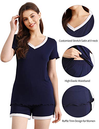 Image of WiWi Viscose from Bamboo Pajamas Set for Women Super Soft Short Sleeve Cooling Summer Plus Size Pjs Sets Sleepwear S-4X