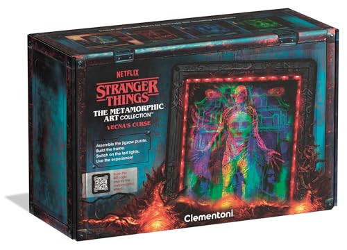 Clementoni Stranger Things Metamorphic Art with LED Light: 520-Piece puzzle, Colour-Changing Scene Featuring Vecna, Max and Eddie of Hellfireclub from Season 4
