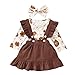 Verve Jelly 3 pezzi neonate reggicalze gonna set manica lunga pagliaccetto floreale tuta top + volant cinturino vestito + fascia autunno inverno vestiti abiti marrone 0-3 mesi