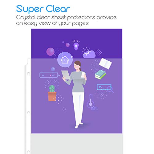 Ktrio (1 Set) Heavyweight Sheet Protectors 8.5 X 11 Inches 30 Pack, Clear Page Protectors For 3 Ring Binder 100 Pack #TOP4