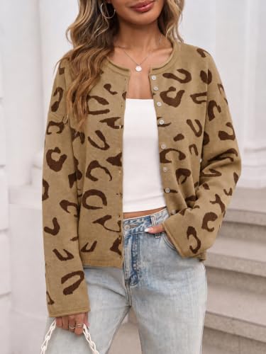 Image of Saodimallsu Womens Striped Cardigan Long Sleeve Button Down Knit Tops