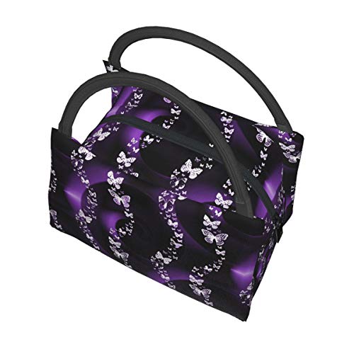 Purple Butterfly Lunch Bag Insulated Lunch Box Cooler Tote Bag For Women #TOP4