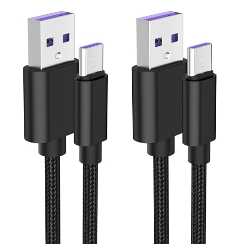 2 Pack 6.6FT/2M USB C Charging Cable for PS5/Xbox Series X/S Controller/Switch 2 Console, Replacement USB Charging Cord Nylon Braided Type-C Ports Accessories for PlayStation 5 (Black)