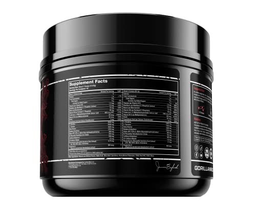 Gorilla Mode [Signature Series] Pre Workout - Very High Stim · Aggressive Energy · Massive Pumps - L-Citrulline, L-Tyrosine, Beta Alanine, Betaine, Alpha Gpc, N-Phenethyl Dimethylamine - Strawberry #TOP2
